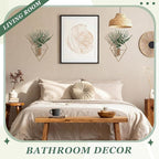 Canlierr 4 Pieces Bronze Wall Decor Hanging Planters with Artificial Plants Metal Hanging Vase Indoor Plants Holder Modern Boho Wall Art for Bathroom Bedroom Living Room Decor, Eucalyptus