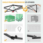 EAGLE PEAK 12x8 Portable Walk in Greenhouse, Pop Up Indoor Outdoor Greenhouse, Green House Kit with Zippered Roll-Up Doors, Windows + Support Pole, PE Cover, Clear/Green