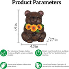 Solar Garden Statues Bear with Daisy and LED Lights Birthday Gifts for Women Mom Grandma Solar Outdoor Cat Decor for Outside,Outdoor Solar Lights for Yard, Garden and Patio, Unique Gift for Women