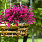 Boxwood Springs, Artificial Flowers Fake Outdoor UV Resistant Boxwood Plants Shrubs 10 Packs, Faux Plastic Greenery for Hanging Planter Home Office Wedding Farmhouse Indoor Outside Decor(Fuchsia)