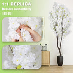 Faux White Cherry Blossom Tree 6.5ft(78in)Tall Artificial Japanese Sakura in Pot Realistic Cherry Plant Decor Handmade Natural Fake White Flower Tree for Christmas,New Year,Wedding,Living Room