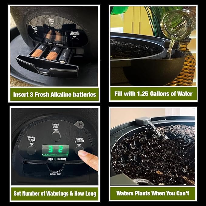 Motorized Self Watering Plant Pots for Indoor Plants, 1.25 Gallon Automatic Planter with Programmable Pump, LED Indicator for Office Decor & Gardening