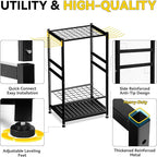 Garden Tool Organizer, Up 48 Long Handle Tool, Garage Storage and Organization with Side Hook for Broom/Rake/Shovel/T-Handle Tool, Heavy Duty Steel Outdoor Tool Rack,Yard Tool Stand for Shed