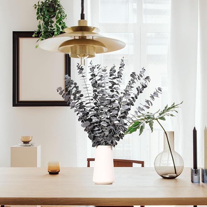 Tavkite 16 Pcs Dried Eucalyptus Stems, 17'' Natural Eucalyptus Leaves Branches Hanging for Shower, Preserved Real Black Plant Live Greenery for Home SPA Wall Bathroom Wedding Party Vase Decor