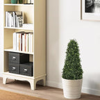 3ft Artificial Boxwood Topiary Trees (Set of 2) - UV Resistant Faux Plants Outdoor, Realistic 36" Fake Cone Bushes and Shrubs for Front Porch, Planter, Patio, Evergreen