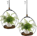 hismocal Hanging Planters for Indoor Plants,Plant Hanger with Sturdy Wood Base,Modern Boho Macrame Plant Hanger,Wall Ceiling Window Stands(Plants/Pots Not Included) (2 Pack-Circle)