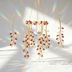 3 Pack Crystal Suncatchers for Window Boho Decor—Purple Plant Inspired Hanging Wind Chimes with Chain Rainbow Prism Indoor Outdoor Home Decor & Plant Lover Gift