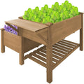 ketive 2-Tier Raised Garden Bed with Legs Outdoor Elevated Garden Box,Storage Shelf,Protective Liner for Backyard,Patio,Balcony,55x42x30in (Brown)