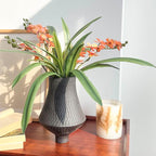 Set of 3pcs Real Touch Artificial Cymbidium Plants with Stems and Roots and 2pcs Orchid Flowers for Pot or Vase, Faux Orchid Stems That Look Real for Indoor Home Office Decor (Grn and YEL)