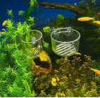2 Pcs Aquarium Plant Pot, Glass Fish Tank Holder, Aquarium Decoration Plants Cup with Suction Cups for Tank Ornament Aquarium Décor Plastic Plants Fish and Aquatic Pets