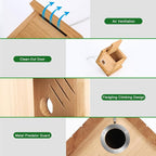 Wren Bird House for Outside, Hanging Wood Nesting Box for House Wrens & Carolina Wrens, 1-1/8" Entrance Hole, Air Vents & Clean-Out Door, Weather-Resistant Birdhouse for Backyard Bird Watching 1 Pack