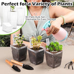 RooTrimmer 3.3 Inch Clear Nursery Pots with Drainage,90 Pack Square Seedling Pots with Plant Lables,Reusable Seed Starter Pots for Succulents Transplanting Herbs Flowers Tomato Windowsill Gardening
