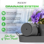 Plexon Herb Planter Indoor Garden Set of 3 with Tray, Metal Herb Pots for Indoor Plants, Round Kitchen Garden Kit Ideal for Windowsill Planter or Countertop, Gray Powder Coated