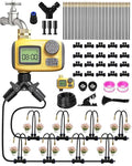 66FT Drip Irrigation System with Timer, Automatic Watering System Kit with Solid Brass Metal Connectors, 360° Dual‑Outlet Adjustable Nozzles for Garden, Yard, Lawn, Greenhouse & Potted Plants