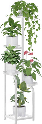 TOSKING 5 Tier Tall Plant Stand Indoor Outdoor,Anti-Tip Plant Stand indoor, Wide Base for Pots, Child and Pet Friendly,Heavy Duty Corner Shelf for Plants & Decor, Space Saving ,Tiered Metal Flower Pot Stand for Balcony, Garden, Living Room, Patio (Whit...