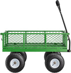 VEVOR 680 Lbs Steel Garden Cart on Wheels, Heavy Duty Garden Wagon Cart Pullable, Metal Outdoor Utility Yard Wagon Carts with 10" Tires, Mesh Removable Sides and 180°Rotating Handle