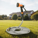 VEVOR Garden Hose Metal 150 ft, Rust Proof Stainless Steel Water Hose, Heavy Duty Backyard Hose with 10 Function Nozzle, No-Kink & Flexible Water Pipe, Lightweight Metal Hose for Yard, Outdoor
