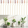 Threehoney 12 Pcs Crystal Plant Trellis for Potted Plants, 9.84'' Metal Plant Stakes with Natural Crystal Suncatcher, Indoor Outdoor Climbing Vegetation Support Stake for Home Garden Decor Gift