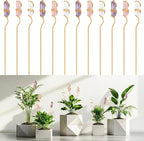Threehoney 12 Pcs Crystal Plant Trellis for Potted Plants, 9.84'' Metal Plant Stakes with Natural Crystal Suncatcher, Indoor Outdoor Climbing Vegetation Support Stake for Home Garden Decor Gift