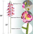 Htmeing 38 Inch Artificial Phalaenopsis Flowers Branches Real Touch (Not Silk) Orchids Flowers for Home Office Wedding Decoration,Pack of 2 (Yellow Purple)