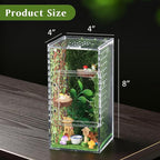 Jumping Spider Enclosure Kit, Small Acrylic Reptile Terrarium with Magnetic Door, Bug Habitat with 30 Pcs Jumping Spider Accessories for Tarantula, Mantis, Small Reptiles, 4" x 4" x 8"