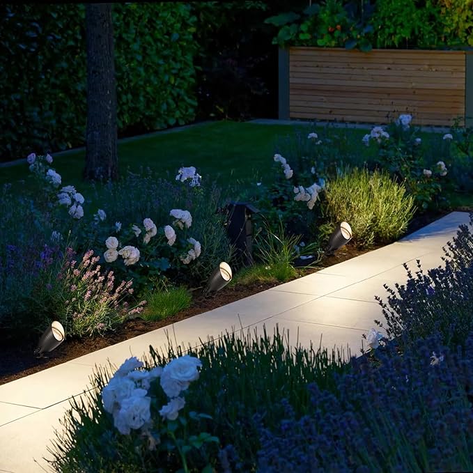 LUTEC 12V Low Voltage Landscape Lighting, Die-cast Aluminum Spot Lights with Connectors, IP65 Waterproof Outdoor Landscape Spotlights, 5W 550LM Warm White 3000K for Tree Garden Yard Pathway, 1 Pack