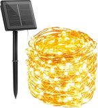 Minetom Solar Fairy Lights,33Ft 100 LED Solar String Lights Outdoor, IP65 Waterproof Patio Lights with 8 Modes for Tree Patio Christmas Party Wedding Decor (Warm White)