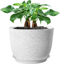 UOUZ 12inch Large Plant Pot, Modern Plastic Planter with High Driange Holes and Saucer for Indoor Outdoor Garden Plants and Flowers, White Speckles