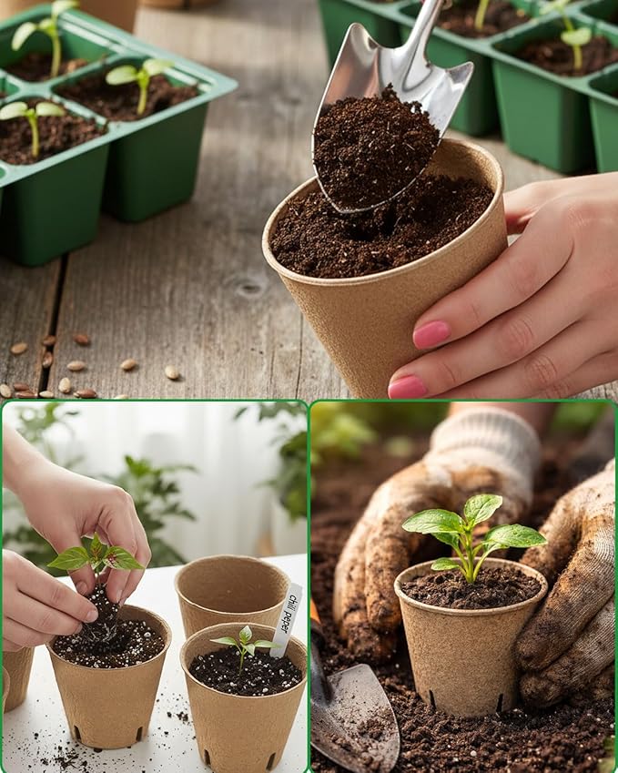 3.15Inch Peat Pots 60Pcs Biodegradable Pots for Seedling, Round Plant Seed Starter Pots with 60Pcs Plant Labels, Garden Germination Nursery Pots for Flower Vegetable Saplings & Herb Seed Germination