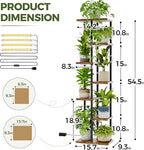 Bamworld Plant Stand with Grow Light for Indoor Plants Corner 7 Tier Metal Plant Shelf Wood Flower Stand for Home Living Room Decor Patio Decor