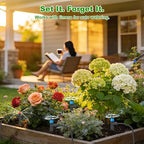 Compact Programmable Solar Automatic Plant Waterer Kit Work with Indoor Outdoor,Self Watering Drip Irrigation Pump Indoor/Outdoor Vacation Free (236 FT (36FT Main Tube+200FT Distribution Tube) Kit)