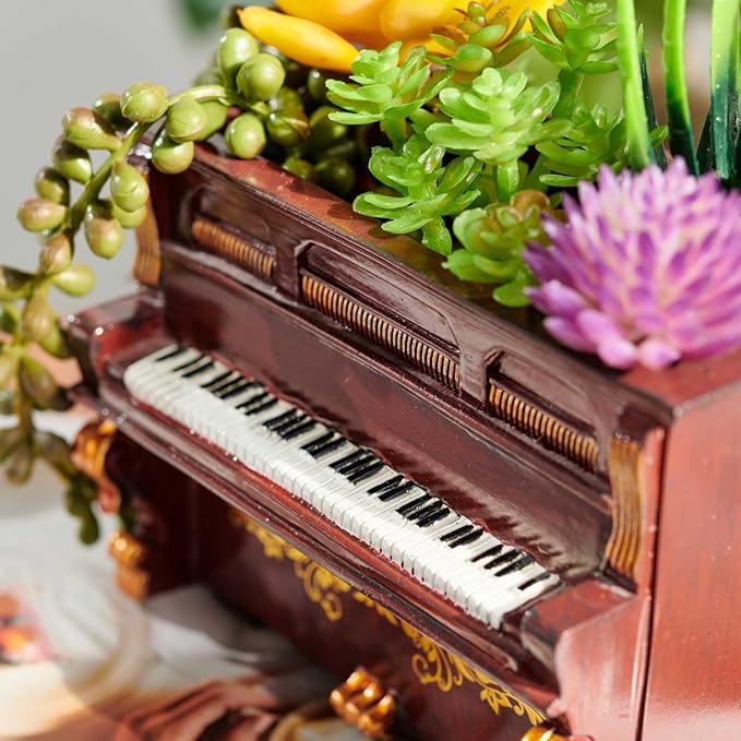 Piano Decorative Planter Plant Gift - Desk Decor Succulent Pot for Indoor Plants Piano Home Shelf Office Decor Small Flower Pot with Drainage