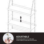 Sumerflos Acrylic Window Boxes Plant Shelves 3 Tier - Clear Hanging Shelf Indoor Jute Twine Adjustable Plant Holder for Window Wall Living Room Balcony Natural