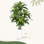 Artificial Dracaena Tree 5FT, Stable Multi-Trunk Fake Tree Indoor with White Tall Planter,Faux Silk Plant for Living Room Office Decor, UV Resistant Realistic Leaves