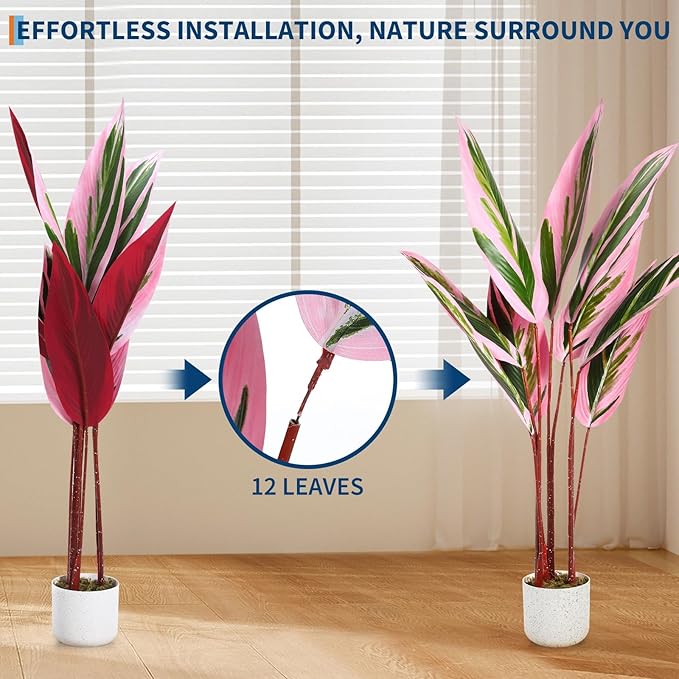 Garvee Artificial Plant Potted, Evergreen Fake Tree Faux Floor Plant with Realistic Leaves, Decorative Faux Floor Plant for Home Office Living Room, Ideal Gift for Families