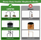 LWWTBS Double Shepherds Hooks for Outdoor (1Pack,76 inch) Heavy Duty Adjustable Bird Feeder Pole Garden Decor Shepherds Hook for Hanging Bird Feeder, Plant Baskets, Hummingbird Feeder for Outside