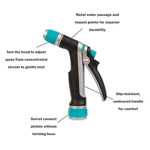 Gilmour 825202-1001 Heavy Duty Rear Control Pre-set Watering Nozzle with Swivel Connect
