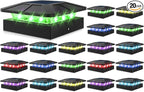 Peasur 4x4 Solar Post Cap Lights RGB Color Changing, 20 Pack Outdoor LED Fence Light Solar Powered Waterproof, Wood/Vinyl Posts Top Lights for Outside Deck Yard Garden Patio