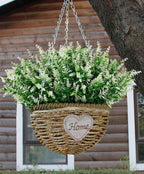 RECUTMS Artificial Plants Lavender, 8 Bundles Outdoor UV Resistant Greenery Fake Shrubs Simulation Plants Indoor Outside Hanging Planter Home Garden Decor (White)
