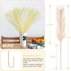 SeptCat 60 Pcs Pampas Grass Decor 21.7" Fluffy Faux Short White Yellow Pampas Grass Artificial Small Pompas Grass Flower Vase Filler for Home Wedding Decoration