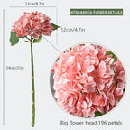 Buart 4PCS 21 inch Big Size Peach Flowers Artificial Silk Hydrangea Lifelike Dry Flowers for Outdoor Wedding, Christmas, Office, Family Party, Living Room Table Decoration