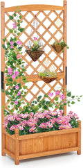 Giantex Raised Garden Bed with Trellis, 60" Wooden Planter Container with Drainage Holes, High Trellis for Plant Flower Climbing Pot Hanging, Indoor & Outdoor Planter Box for Yard Garden Balcony