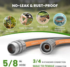 Giraffe Tools 25FT Garden Hose, 5/8" Lightweight Lay Flat Water Hose, No-Kink, Flexible Gardening Hose with Male to Female Aluminum Fitting, Customizable-Length Hose Pipe for Yard
