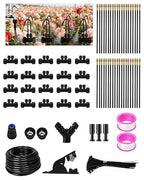 66FT Drip Irrigation System with 40 Nozzles, Automatic Drip Irrigation Kit, Garden Watering System with Dual-Head 360° Bendable Spray Nozzles for Lawn, Raised Bed (66FT, 40 Nozzles)
