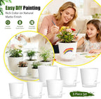 Plant Pots 4/5/5.5/6/6.5/7 Inch Self Watering Pots, 6 Pack Plastic Planters with Drainage Holes and Clear Saucers,Plastic Flower Pots,Nursery Planting Pot for Indoor Out Door Plants(White)