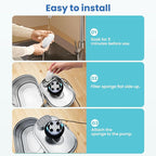 Tomxcute Cat Water Fountain, 3.2L/108oz Automatic Stainless Steel Pet Fountain Dog Water Dispenser, Ultra-Quiet Pump and 3 Replacement Filters & for Cats, Dogs, Multiple Pets