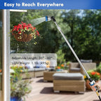 RESTMO 36”-60” Metal Watering Wand, Long Telescopic Tube | 180° Adjustable Ratcheting Head | 7 Spray Patterns | Flow Control, Perfect Garden Hose Sprayer to Water Hanging Baskets, Shrubs, Blue