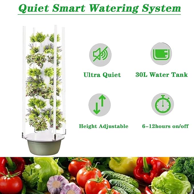 Plants Hydroponic Growing System Kit - Indoor Garden Vertical Hydroponic Tower with Water Pump, Soilless Growing of Herbs, Vegetables and Fruits,7 Layer