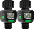 [2 Pack] RESTMO Water Flow Meter, High Measure Accuracy, Measure Gallon/Liter Consumption and Flow Rate for Outdoor Garden Hose Watering, RV Water Tank Filling, Lawn Sprinkler and Nozzle Sprayer