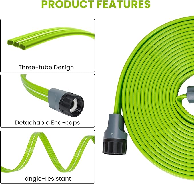 Sprinkler Soaker Hose 75FT, Watering Soaker Hose with Holes, High-Efficiency Sprinklers System for Garden and Lawn with Staples